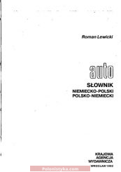 "Auto Słownik Niemiecko-Polski - Polsko-Niemiecki - Wörterbuch"  Lewicki Roman